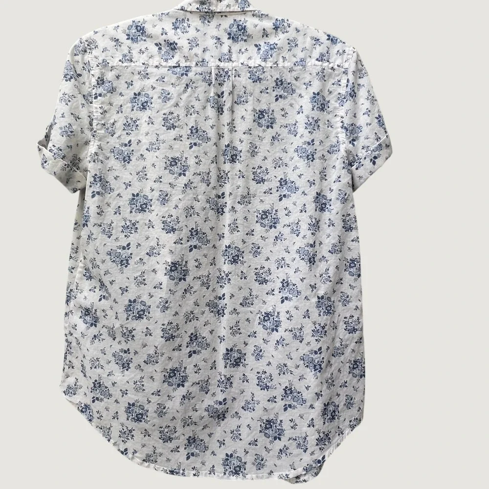 Lucky Brand‎ Blue Floral Short Sleeve Vintage inspired Boho women small